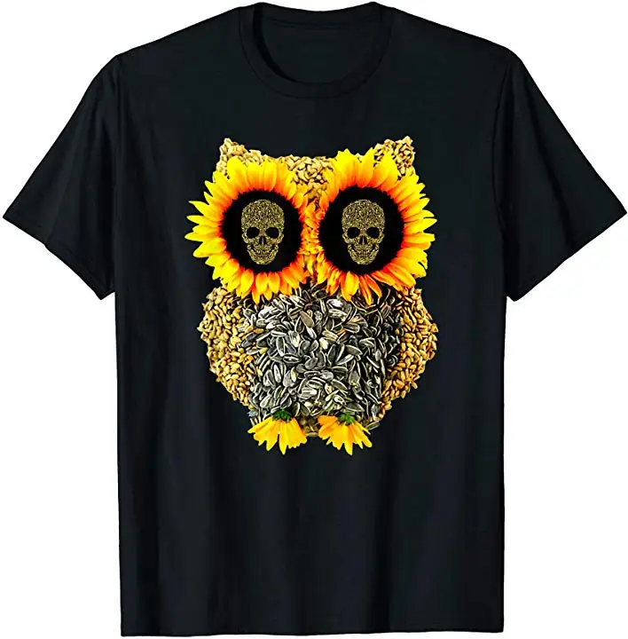 

Hippie Owl Sunflower Retro Skull Eyes Funny Gift T-Shirt Summer Cotton Short Sleeve O-Neck Men's T Shirt New S-3XL