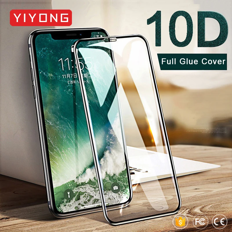 YIYONG 10 D полное покрытие закаленное стекло для iPhone 11 Pro Max X XR XS Защита экрана iPhone11 |