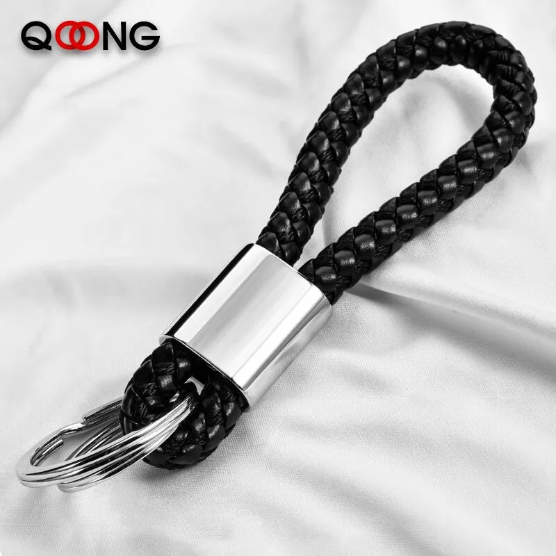 Новинка брелок из кожаной веревки для автомобиля брелки ручной работы двойной