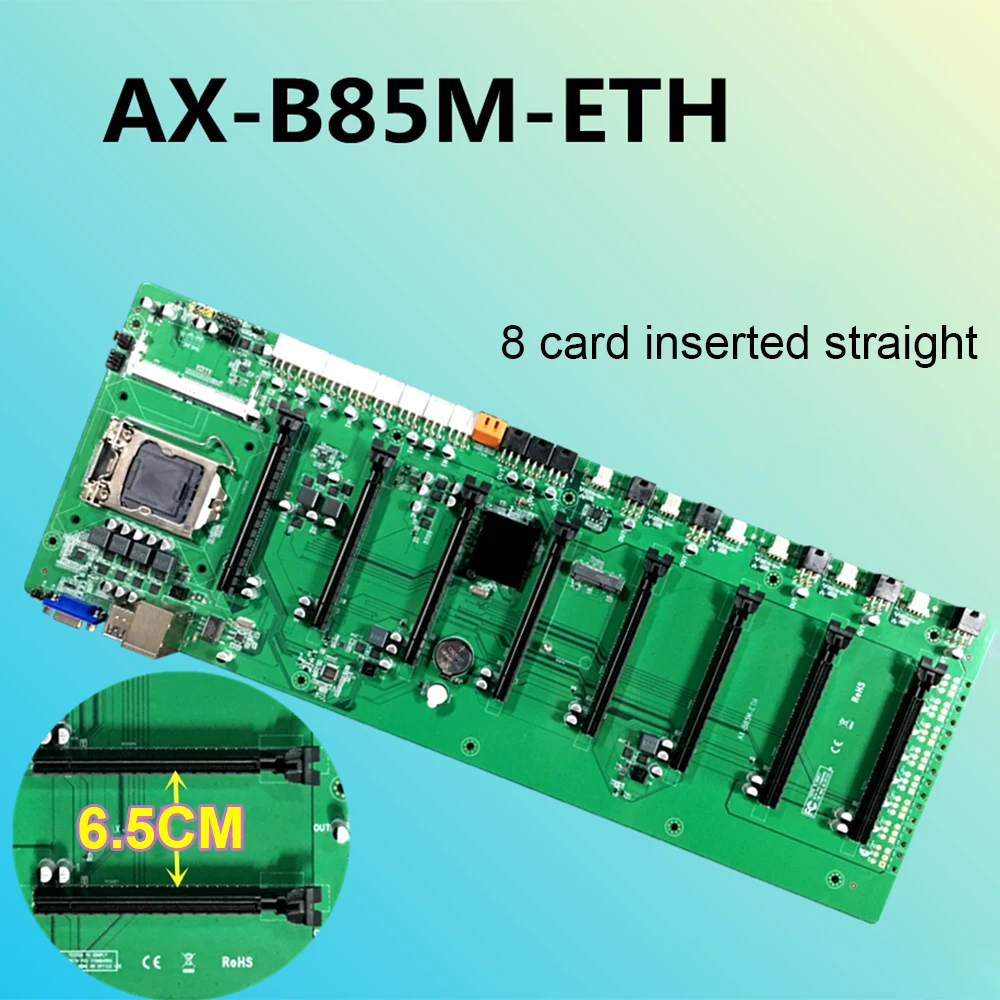 

B85 In-Line Computer Motherboard BTC 8 Graphics Cards Slots DDR3 USB 3.0 SATA 3.0 Mining Mainboard for LGA 1150 CPU ETH