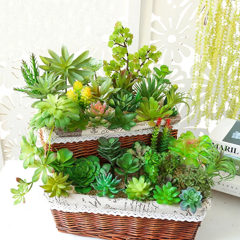 Зеленые искусственные суккуленты настольный мини бонсай 39 видов праздничные