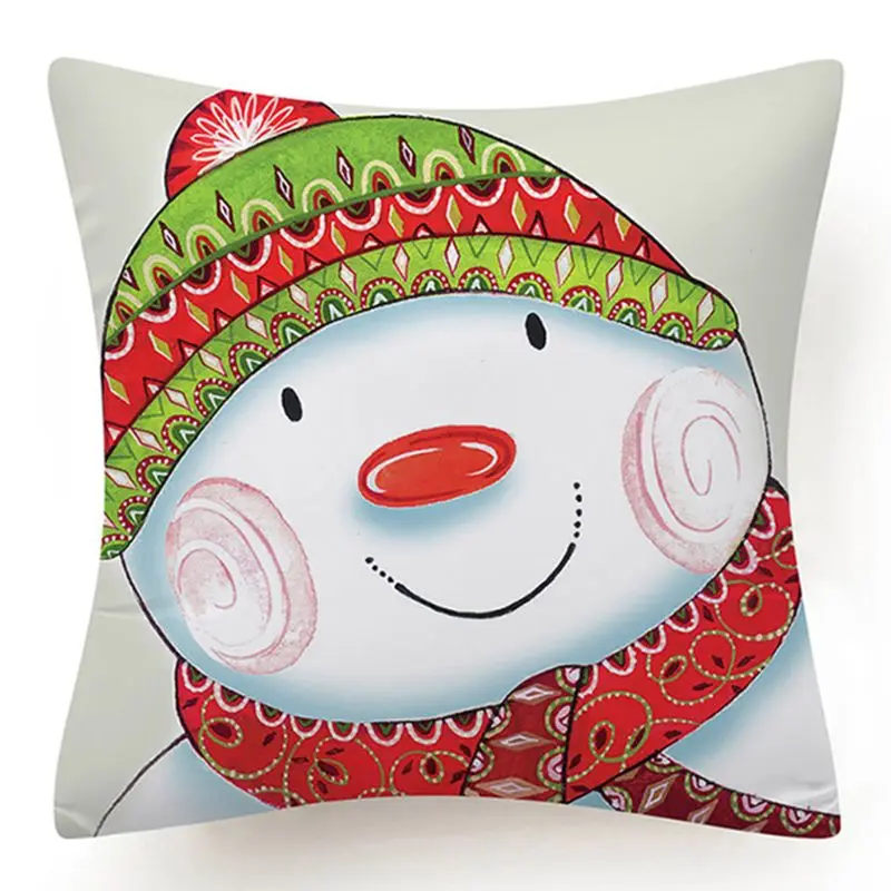 

4Pcs Christmas Decorative Throw Pillow Case Cute Cartoon Snowman Cushion Cover