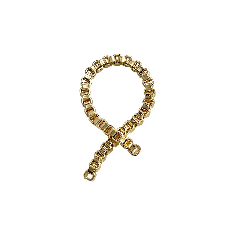

Minar Minimalist Gold Color Box Chain Ring for Women Ladies Brass Irregular Huggies Rings HighStreet Jewellery Hot Sale 2021
