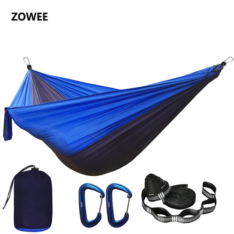 Royalblue and Blue Одноцветный парашютный гамак с ремнями для гамака и алюминиевым карабином для кемпинга, выживания, путешествий, двойной человек, уличная мебель - Цвет: Royalblue and Blue