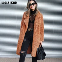 2019 women clothes long solid color woolen loose trench coat lapel windbreaker thick cloak mujer modis casacos manteau femme