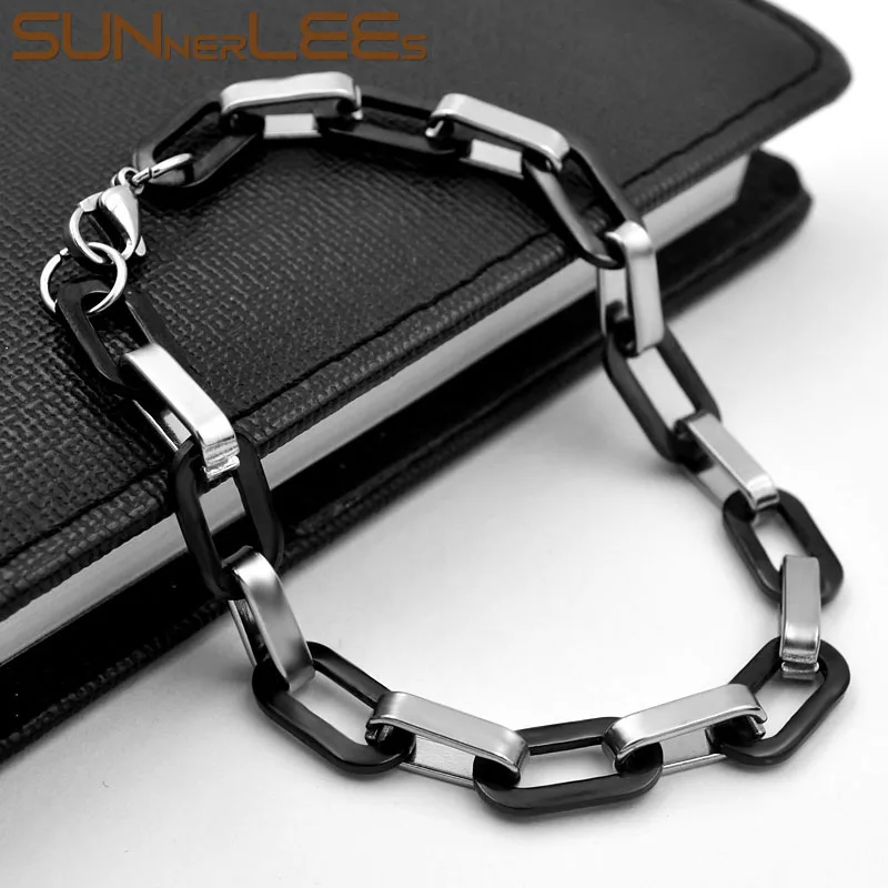 Браслет из нержавеющей стали SUNNERLEES 8 мм Геометрическая цепочка гладкое