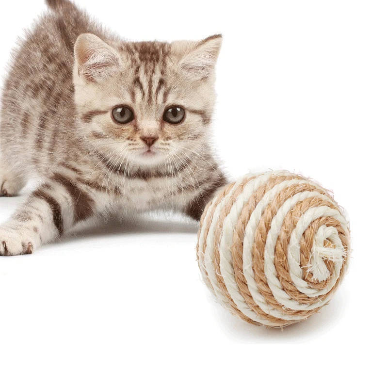4 шт случайный цвет кошка играть жевательная игрушка сизаль соломы веревка