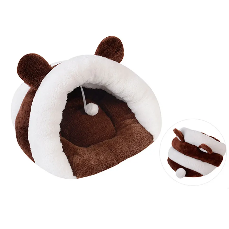 Тапочки стильная кровать для кошек с помпоном зимние теплые милые домашние