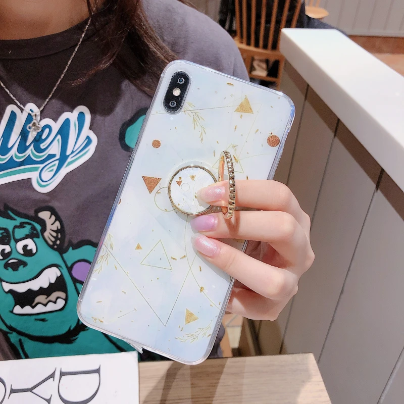 Чехол для телефона Samsung Note 10 S9 S10 Plus с геометрическим золотым порошковым кольцом