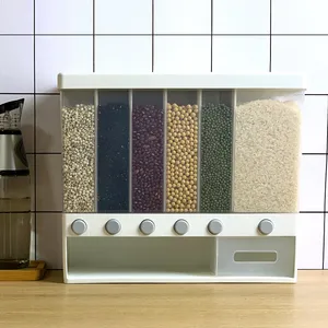 wall mounted kitchen dry rice food container seperate storage box for cereals grain automatic dispenser items platic gadgets free global shipping