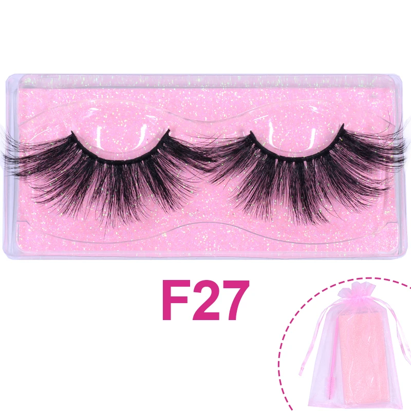 25mm 5D Faux Mink Eyelashes Dramatic Dense Big Very Long Lashes Fluffy Cruelty Free Artificial Eyeashes with Pink Organza Bag | Красота и