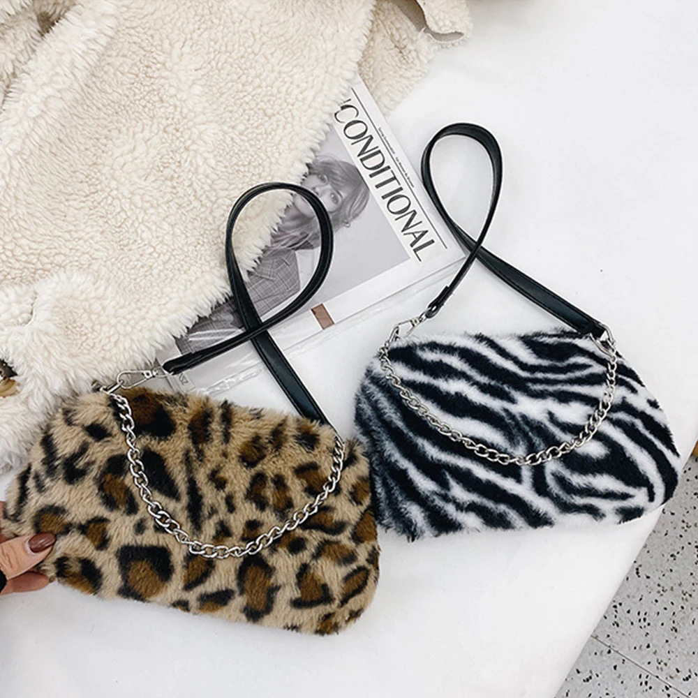 Мягкие плюшевые сумки через плечо для женщин 2021 трендовая маленькая пушистая