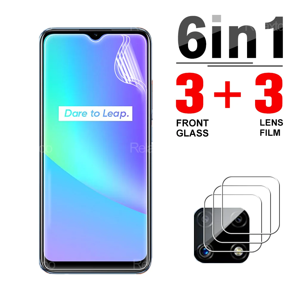

6 в 1 Гидрогелевая мягкая пленка с полным покрытием для Oppo Realme C25 C25S C21 C20A C15, защита экрана, защита от царапин, защитная пленка