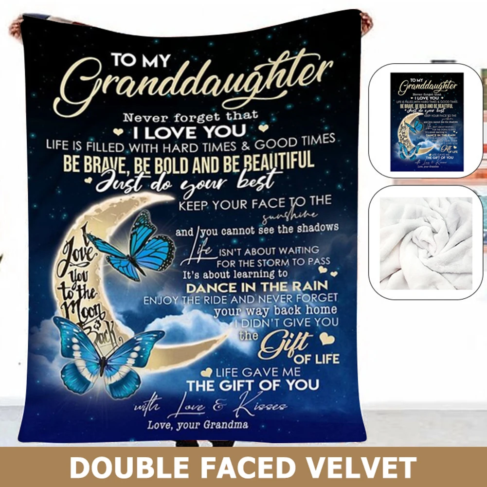 

Home Letter Design 3D printing Blankets To My Granddaughter Warm Cozy Letter Throw Blanket Custom Birthday Gifts