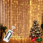 USB питание 3x 1 м3x 2 м3x 3 м светодиодный медный провод, оконный занавес, светильник s, водонепроницаемый, наружный, Рождественская вечеринка, свадебная гирлянда, светильник