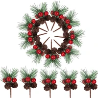 24 pieces small fake berries pinecones artificial pine tree christmas pine picks for garden christmas tree decorations
