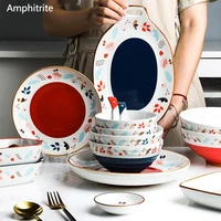 12 inch ceramic round table utensils western underglaze plate food salad bowl of rice seasoned dish soup dish seared