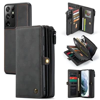 detachable wallet case for samsung galaxy s21 ultra s21 5g leather case luxury magnetic card holder retro cover for s21 5g