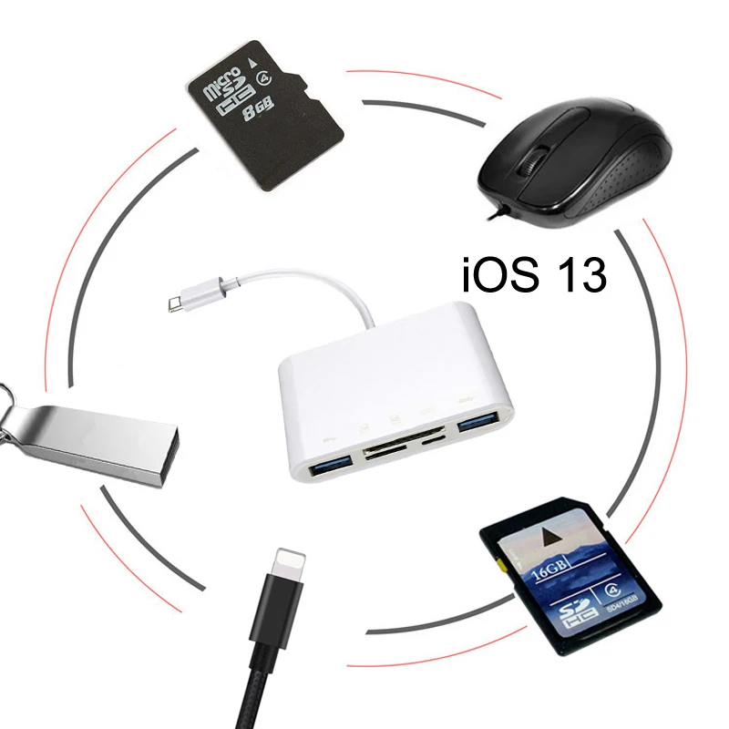 IOS 13 SD TF карта 2 USB 3 0 кардридер Поддержка мышь U флэш диск OTG адаптер для iPhone 11 Pro Max X XS