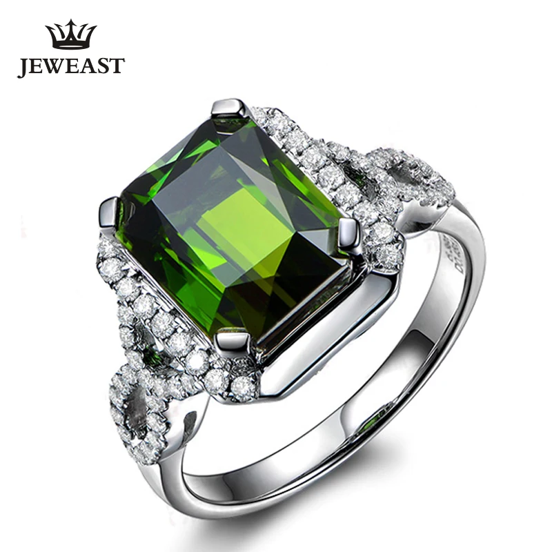 Женское кольцо из чистого золота 18 К с натуральным турмалином в форме сердца |