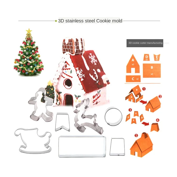 

Stainless Steel Biscuit Mold Set Kitchen DIY Baking Tools Christmas Biscuit X-Mas Party Cookies Gingerbread Tool Mold