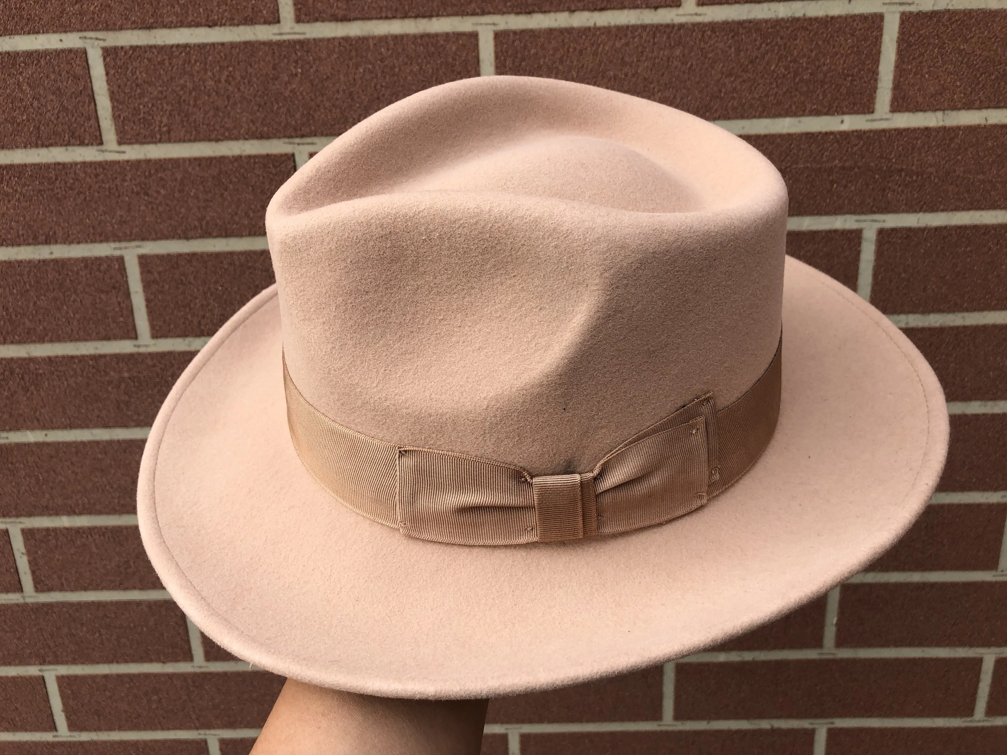 Wool Felt Camel Color Crushable Fedora Hats For Men Women