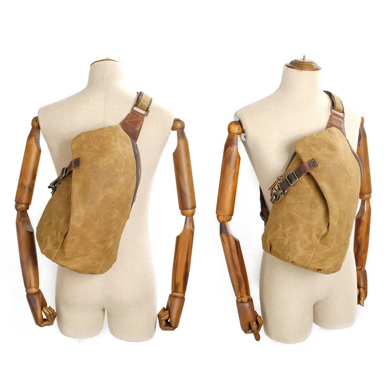 Мужская нагрудная сумка в стиле ретро холщовая поясная для рыбалки скалолазания