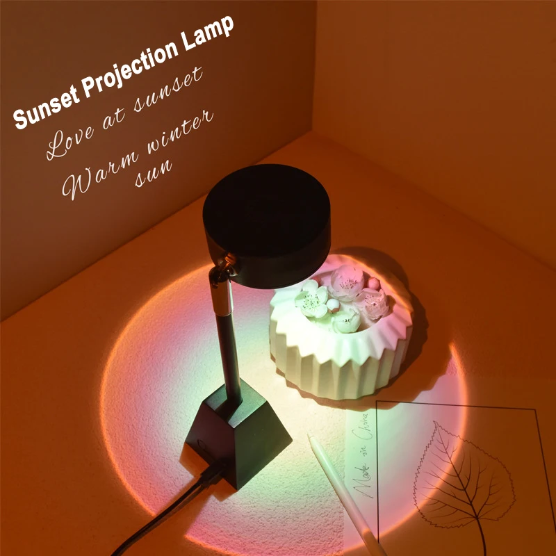 

Sunset Lamp Projector Rainbow Floor Led Night Light Home Coffe Shop Photograph Background Wall Decoration Sunset Projection Lamp