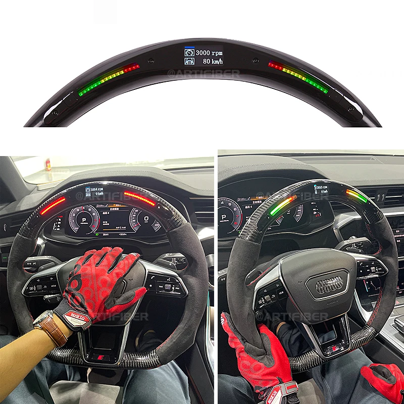 100% реальное углеродное волокно светодиодный фонарь рулевое колесо для Audi A6 S6 S7