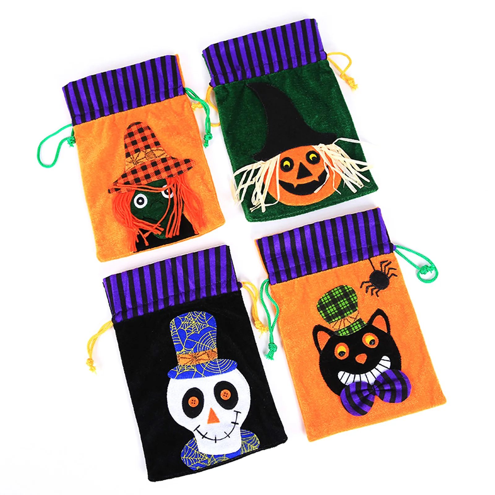 

1pcs Creative Halloween Decoration Ghost Skull Skeleton Pumpkin Candy Gift Bag Handbag Pouch Trick or Treat Festival Party Favor