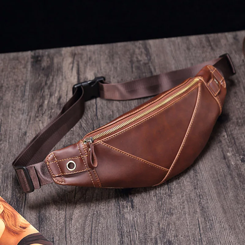 Brown Waist Pack Новая модная женская поясная сумка, Мужская нагрудная сумка в стиле локомотив, Кожаная поясная сумка, набедренная посылка, сумка-банан - Цвет: Brown Waist Pack