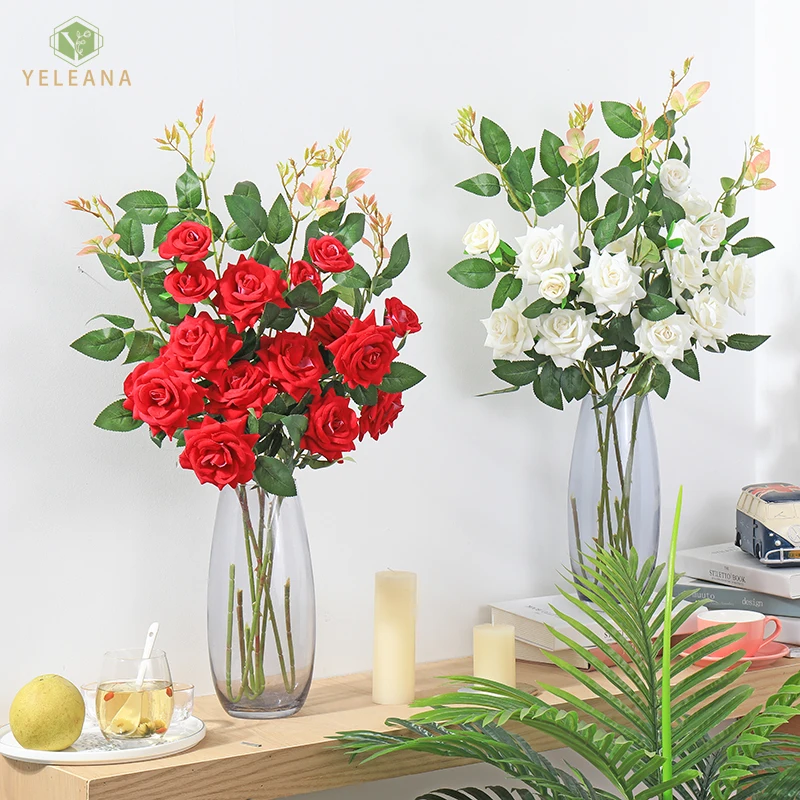 Искусственные цветы розы высококачественные нетканые ткани длина 75 см ветки