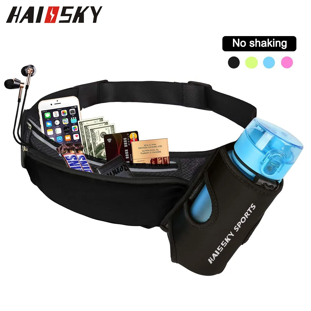 HAISSKY Running Waist bag Sports Gym Bag Men's Women's Belt Pack For Phone Unisex Trail Run Jogging Fitness Pack Water Bottle