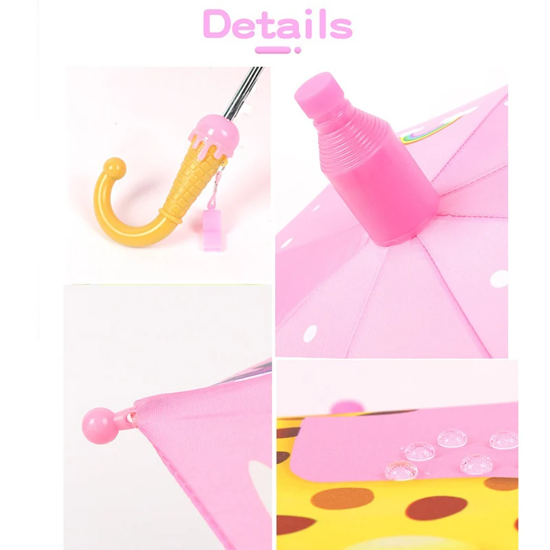 

Cute Children Automatic Umbrella Animation Creative Long-handled with Whistle Toy and Telescopic Protective Sleeve Kids Umbrella
