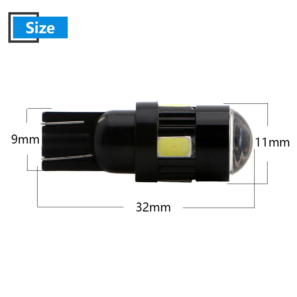 50 шт./лот T10 6SMD светодиодный объектив 6 SMD 5730 высокое Мощность 6 светодиодный 168 196 W5W чтения парковка белый красные, синие желтый и зеленый цвета DC 12V автомобильный свет