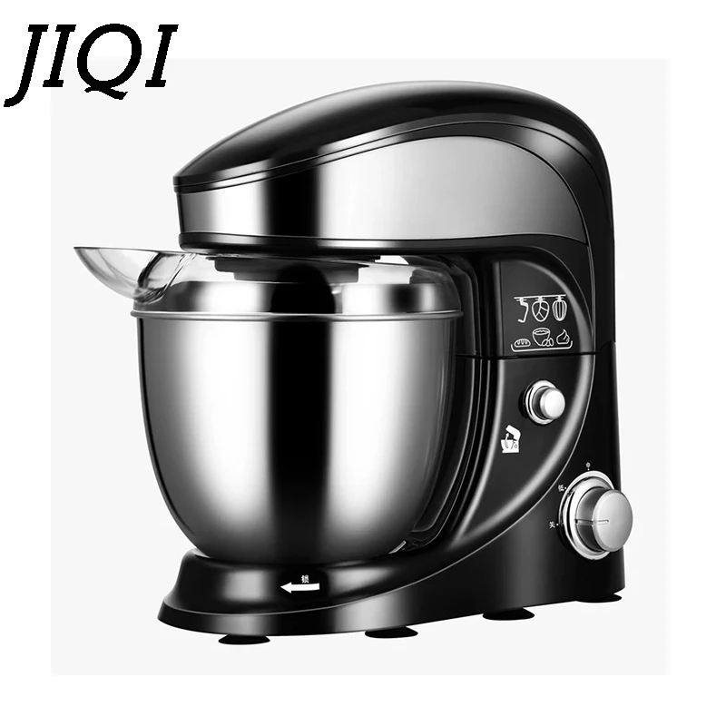 JIQI 4L миска из нержавеющей стали, Электрический миксер для еды, шеф-повара, взбиватель молочного коктейля, крем, яйцо, венчик, блендер, торт, тесто, тестомесильная машина