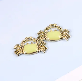 light yellow 10 шт./партия, морские животные, Акула, краб, осьминог, оболочка, эмаль, очарование ювелирные изделия, серьги, сделай сам, изготовление шармов золотого цвета - Окраска металла: light yellow