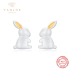 Серьги-гвоздики YANLOK в виде кролика для женщин, серьги-гвоздики из стерлингового серебра 925 пробы, ювелирные изделия, подарки для девочек, модные украшения, новинка 2022