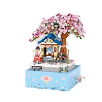 loz 1221 mini particle cherry blossom music box assembled modular building blocks brick childrens educational toys for children