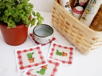 cotton and hemp fabric pure hand printed canvas dining mat mouse pad apron pocket cactus coaster