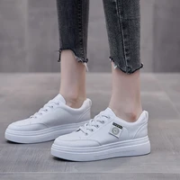 fashion white split leather women chunky sneakers white shoes lace up tenis feminino zapatos de mujer platform women casual shoe
