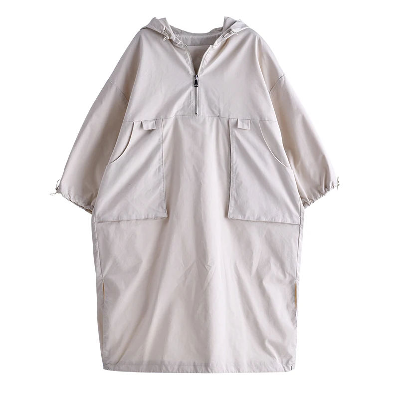 Платье средней длины с капюшоном MICOCO Q2325 Корейская версия свободного кроя