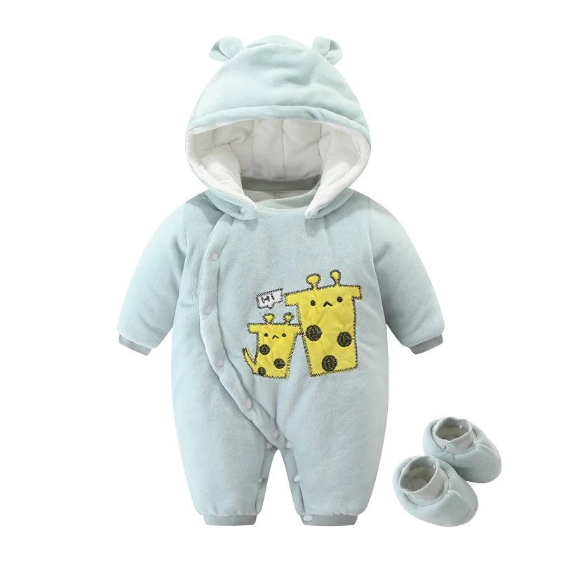 Зимняя одежда для новорожденных 0 24 месяцев утепленный костюм ползания с