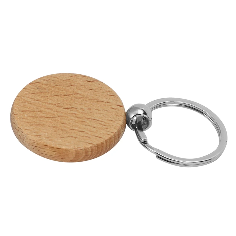 

100 Blank Wooden Wooden Keychain Diy Wooden Keychain Key Tag Anti-Lost Wood Accessories Gift (Mixed)