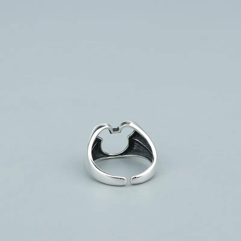 

Standard sterling then hollow Mickey ring cute animal ring adjustable male and female ring wedding rings