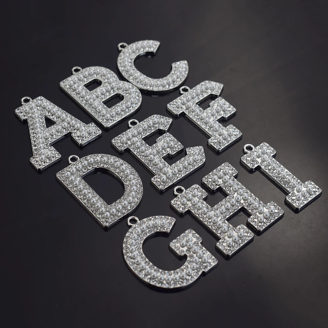 New Arrival 26 Letters A-Z Simulated Pearls Keychain Fashion Stainless Steel Keyrings For Women Couples Rhinestones Jewelry Gift | Украшения