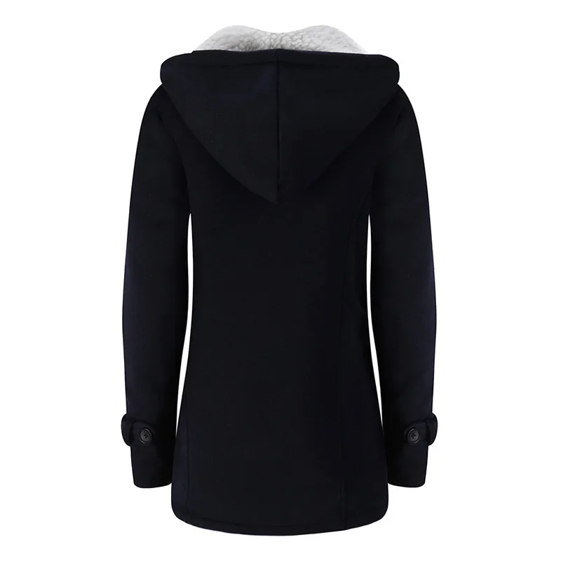 ANSELF Parka пальто женское с капюшоном Дафлкот куртка из искусственного меха Подкладка Пряжка молния спереди плюс размер теплая зимняя повседневная верхняя одежда