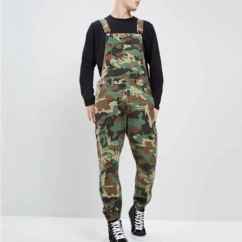 

Mens Fashion Jean Jumpsuits One Piece Casual Camouflage Jump Suits Denim Bib Overalls Military Tracksuit Camo Suspender Pants