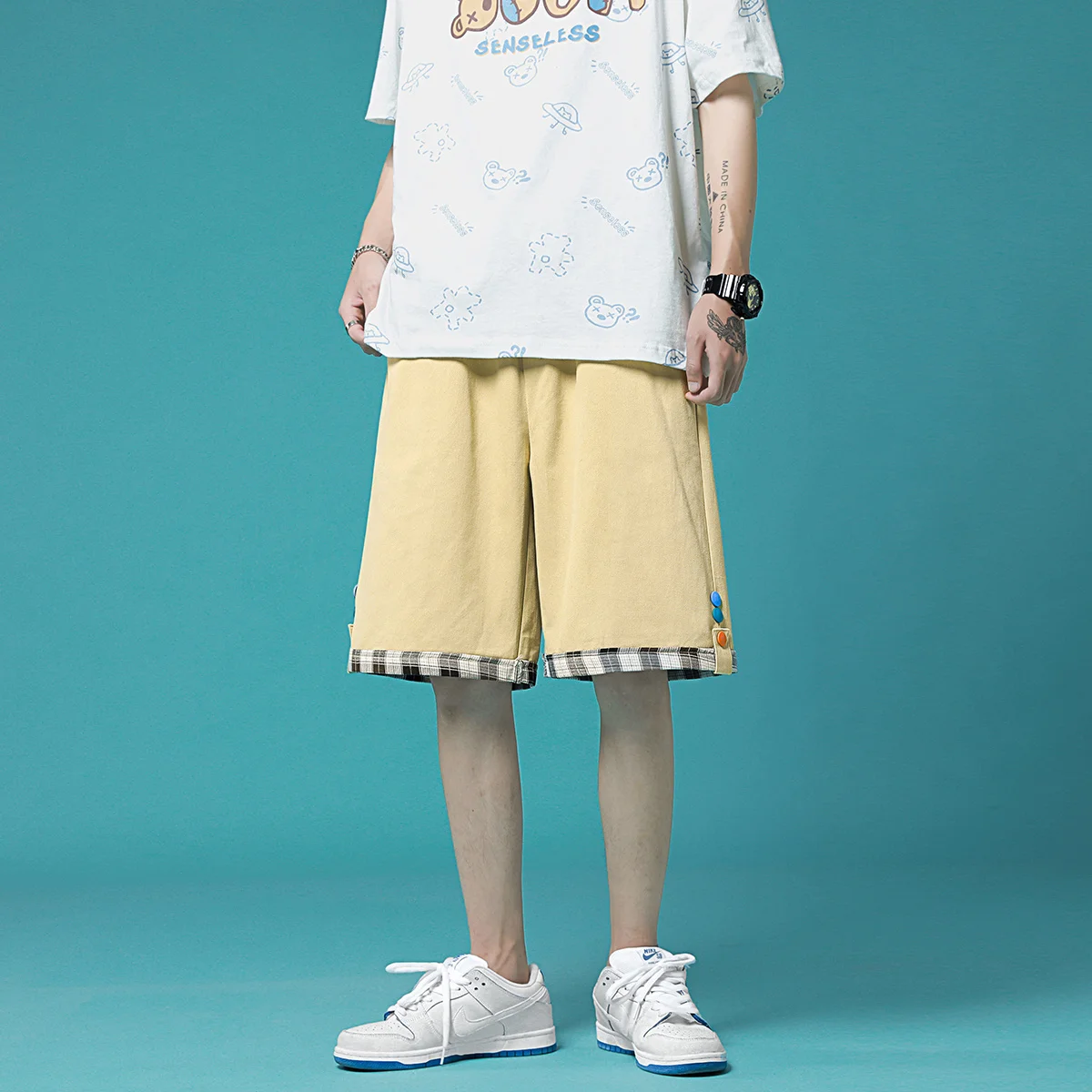 

Summer 2021 Shorts Men Solid Casual Mens Shorts Straight Loose Men's Shorts