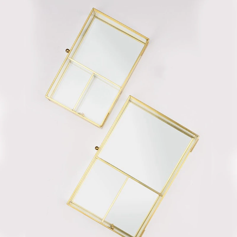 

Transparent Glass Jewelry Box Jewelry Organizer Holder Tabletop Containe Makeup Organizer Dust-Proof Storage Box